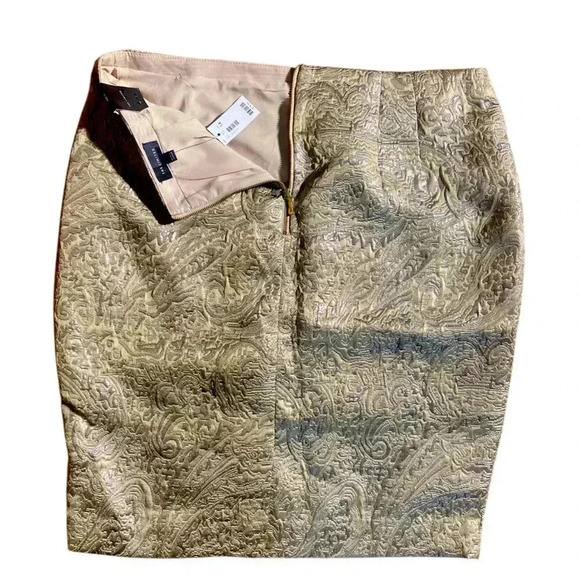 THE LIMITED Gold Paisley Brocade Pencil Skirt Size 14 Shimmery Bodycon Cocktail - Picture 6 of 12